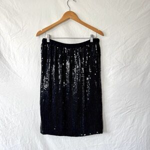 Vintage 80s Stenay Sequined Black Stretch Pencil Skirt